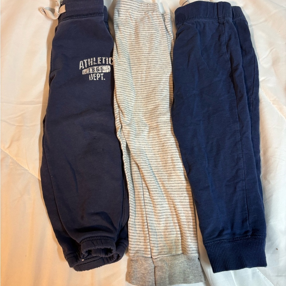 Kids Navy, Gray, and Striped Joggers Trio of 3